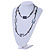 Long Grey Shell Nugget Black Glass Bead Necklace - 110cm L - view 3