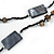 Long Grey Shell Nugget Black Glass Bead Necklace - 110cm L - view 4