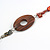Wood and Shell Cotton Cord Necklace (Coral/ Brown/ Grey) - 94cm L - view 5