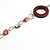 Wood and Shell Cotton Cord Necklace (Coral/ Brown/ Grey) - 94cm L - view 7