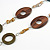 Wood and Shell Cotton Cord Necklace (Green/ Brown/ Olive) - 94cm L - view 4