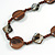 Brown Wood Coin Shape Bead and Grey Shell Nugget Necklace - 74cm L - view 4