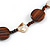 Brown Wood Coin Shape Bead and Antique White Shell Nugget Necklace - 74cm L - view 4