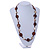 Brown Wood Coin Shape Bead and Antique White Shell Nugget Necklace - 74cm L - view 2