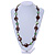 Brown Wood Coin Shape Bead and Green Shell Nugget Necklace - 74cm L - view 2