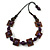 Chunky Square and Round Wood Bead Cotton Cord Necklace (Purple/ Brown) - 64cm L