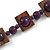 Chunky Square and Round Wood Bead Cotton Cord Necklace (Purple/ Brown) - 64cm L - view 4
