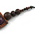 Chunky Square and Round Wood Bead Cotton Cord Necklace (Purple/ Brown) - 64cm L - view 5