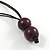 Chunky Square and Round Wood Bead Cotton Cord Necklace (Purple/ Brown) - 64cm L - view 6