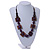 Chunky Square and Round Wood Bead Cotton Cord Necklace (Purple/ Brown) - 64cm L - view 2