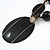 Large Oval Resin Pendant with Beaded Cotton Cord Necklace (Brown/ Black) - 42cm L/ 8cm Front Drop - view 4