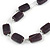 Two Strand Square Plum/ Purple Glass Bead Silver Tone Wire Necklace - 48cm L/ 5cm Ext - view 3