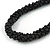 Statement Chunky Black Cluster Bead with Cotton Cord Necklace - 50cm L/ 3cm Ext - view 2
