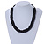 Statement Chunky Black Cluster Bead with Cotton Cord Necklace - 50cm L/ 3cm Ext - view 6