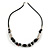 Black Ceramic Bead, Semiprecious Stone Black Faux Leather Cord Necklace - 56cm L - view 3