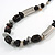 Black Ceramic Bead, Semiprecious Stone Black Faux Leather Cord Necklace - 56cm L - view 4