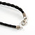 Black Ceramic Bead, Semiprecious Stone Black Faux Leather Cord Necklace - 56cm L - view 7
