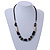 Black Ceramic Bead, Semiprecious Stone Black Faux Leather Cord Necklace - 56cm L - view 2