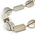 Geometric Wood Bead Acrylic Cord Necklace (Metallic Silver) - 74cm L - view 3