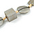 Geometric Wood Bead Acrylic Cord Necklace (Metallic Silver) - 74cm L - view 4