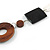 Geometric Wood, Glass, Shell Bead Necklace with Black Faux Leather Cord (Brown/ Black/ White) - 76cm Long - view 4