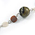 Geometric Wood, Glass, Shell Bead Necklace with Black Faux Leather Cord (Brown/ Black/ White) - 76cm Long - view 5