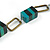Statement Teal Green Wood Bead and Bronze Square Metal Link Gold Cord Necklace - 76cm L - view 4
