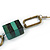 Statement Teal Green Wood Bead and Bronze Square Metal Link Gold Cord Necklace - 76cm L - view 5