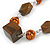 Bold Geometric Wood Bead and Wire Ball Rubber Cord Necklace (Bronze Brown, Copper) - 70cm Long - view 3