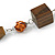Bold Geometric Wood Bead and Wire Ball Rubber Cord Necklace (Bronze Brown, Copper) - 70cm Long - view 4