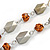 Bold Geometric Wood Bead and Wire Ball Rubber Cord Necklace (Glitter Silver, Copper) - 70cm Long - view 4