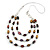 Multi-layered Wood Bead Rubber Cord Necklace (Bronze/ Purple/ Brown) - 86cm L