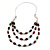 Layered Wood Bead with Metallic Silver Rubber Cord Necklace - 86cm L