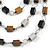 Multi-layered Wood Bead Rubber Cord Necklace (Bronze/ Black/ Silver) - 86cm L - view 4