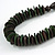 Brown/ Dark Green Wood Bead with Cotton Cord Necklace - 70cm L - view 2