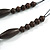 Brown/ Dark Green Wood Bead with Cotton Cord Necklace - 70cm L - view 3