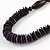 Brown/ Purple Wood Bead with Cotton Cord Necklace - 70cm L - view 3
