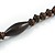 Brown/ Purple Wood Bead with Cotton Cord Necklace - 70cm L - view 5