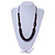 Brown/ Purple Wood Bead with Cotton Cord Necklace - 70cm L - view 2