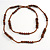 Long Wood, Glass, Shell Beads Necklace In Brown - 114cm L - view 4