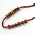 Long Wood, Glass, Shell Beads Necklace In Brown - 114cm L - view 5