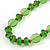 Brown Wood, Green Acrylic Bread Black Cotton Cord Necklace - 64cm L - view 3