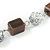 Unique Wood Bead Black Cotton Cord Necklace (Brown, White, Black) - 68cm L - view 4