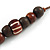 Brown Wood Round Bead Cotton Cord Necklace - 56cm L - view 4
