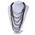 Long Layered Multi-strand Black/ Transparent Glass Bead Black Faux Leather Cord Necklace - 100cm L - view 2