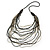 Long Layered Multi-strand Black/ Transparent Glass Bead Black Faux Leather Cord Necklace - 100cm L
