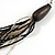 Long Layered Multi-strand Black/ Transparent Glass Bead Black Faux Leather Cord Necklace - 100cm L - view 4