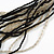 Long Layered Multi-strand Black/ Transparent Glass Bead Black Faux Leather Cord Necklace - 100cm L - view 5
