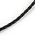 Long Layered Multi-strand Black/ Transparent Glass Bead Black Faux Leather Cord Necklace - 100cm L - view 6