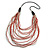 Long Layered Multi-strand Brick Red/ Transparent Glass Bead Black Faux Leather Cord Necklace - 100cm L - view 1